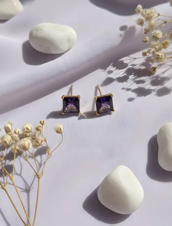 Purple Aura Studs Earrings
