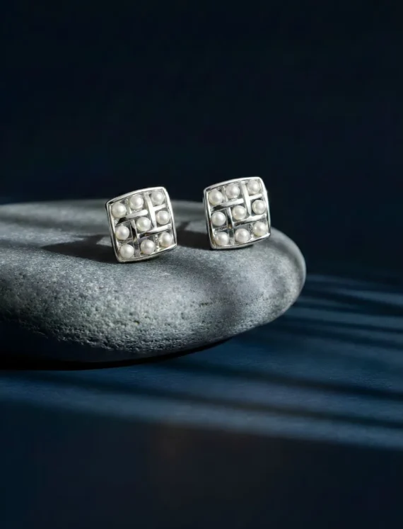 Intersection Pearl Studs Earrings