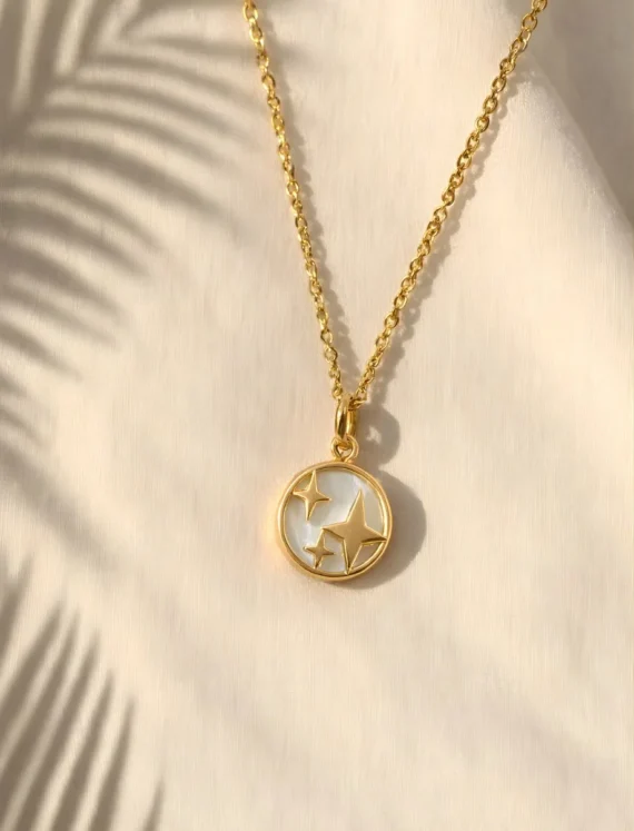 Golden Star Medallion Chain Necklace
